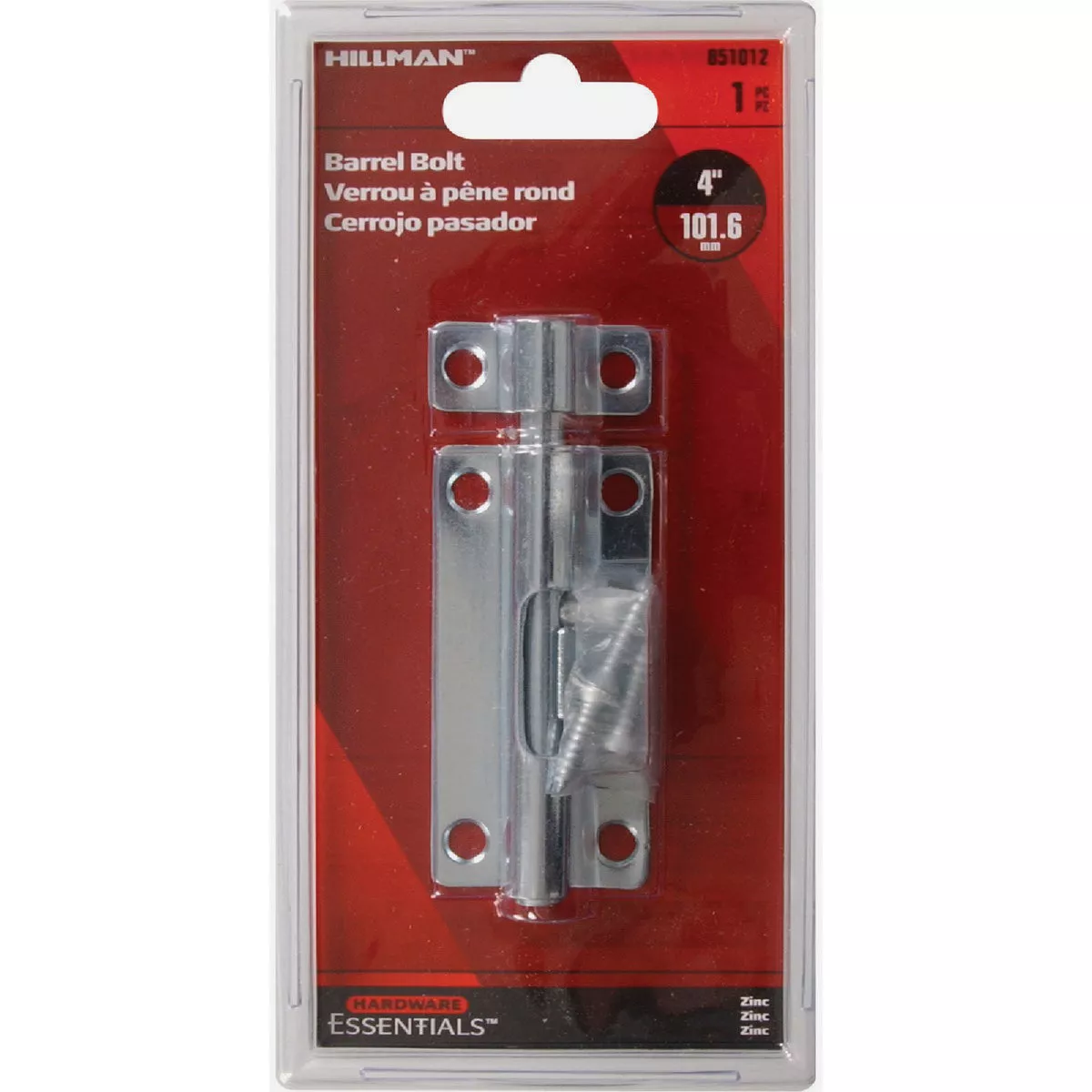Hardware Essentials 4 In. Zinc Barrel Bolt