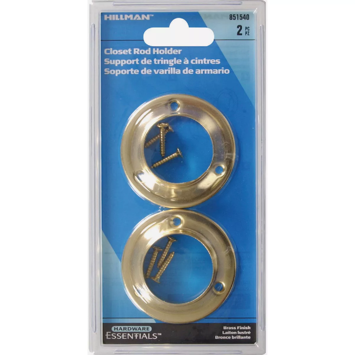 Hardware Essentials 1-3/8 In. Metal Closet Rod Socket, Brass (2-Piece) - photo 2