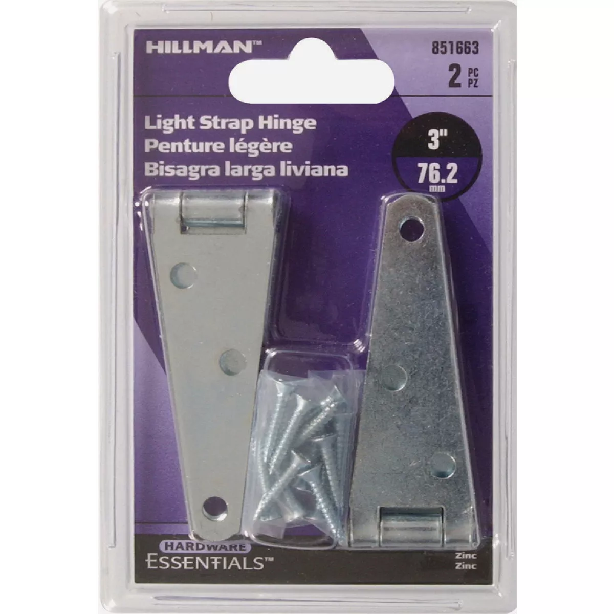 Hardware Essentials 3 In. Zinc Light Strap HInge (2-Pack) - photo 2
