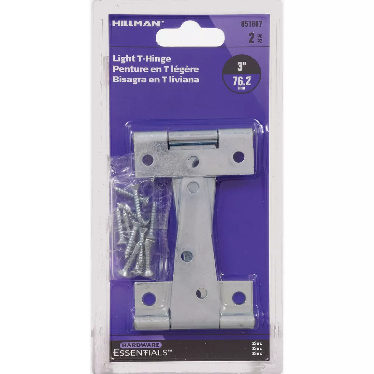 Hardware Essentials 3 In. Zinc-Coated Steel Light Tee Hinge (2-Pack)- - photo 2