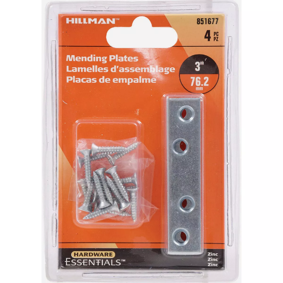 Hardware Essentials 3 In. x 5/8 In. Zinc Mending Plate (4 Pack)- - photo 2