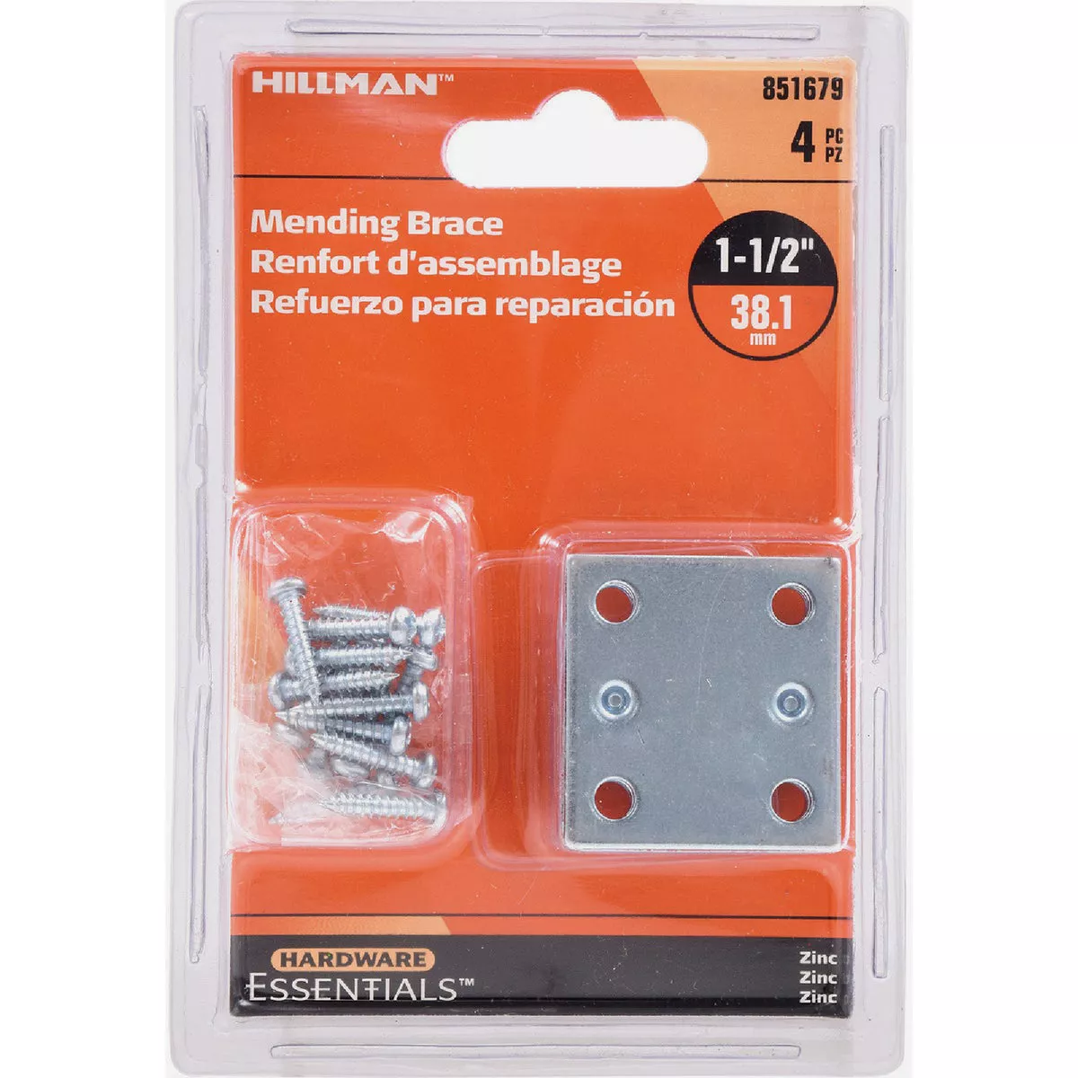 Hardware Essentials 1-1/2 In. x 1-3/8 In. Zinc Mending Plate (4 Pack) - photo 2