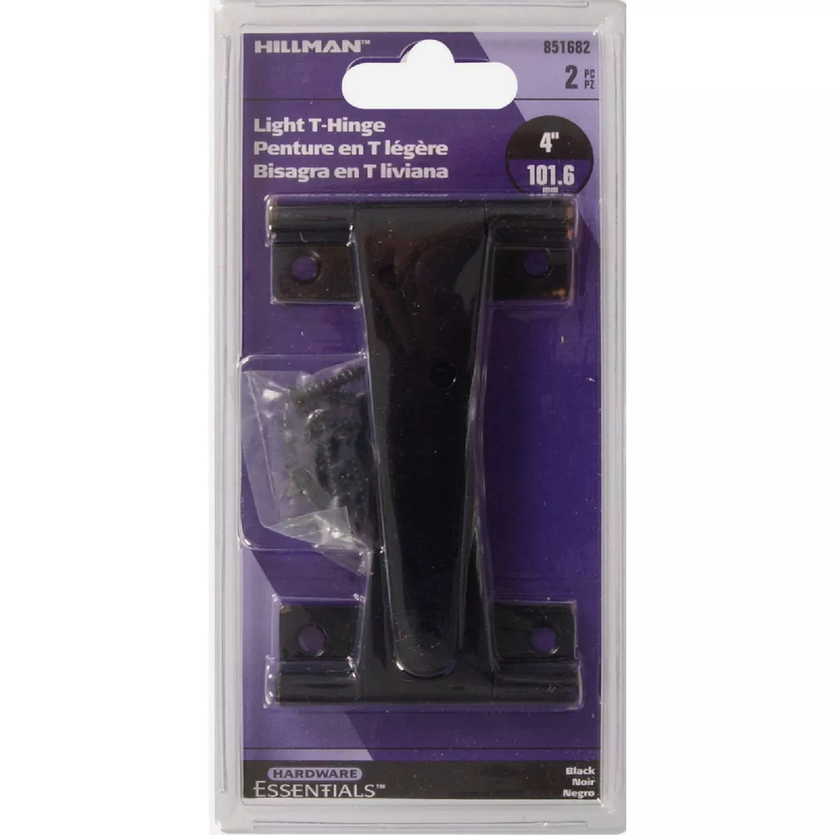 Hardware Essentials 4 In. Black Steel Light Tee Hinge (2-Pack) - photo 2