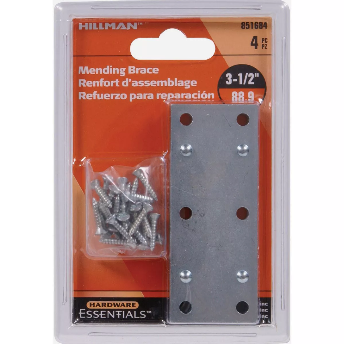Hardware Essentials 3-1/2 In.x 1-3/8 In. Zinc Mending Brace (4 Pack) - photo 2