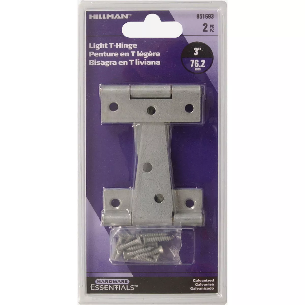 Hardware Essentials 3 In. Galvanized Steel Light Tee Hinge (2-Pack) - photo 2