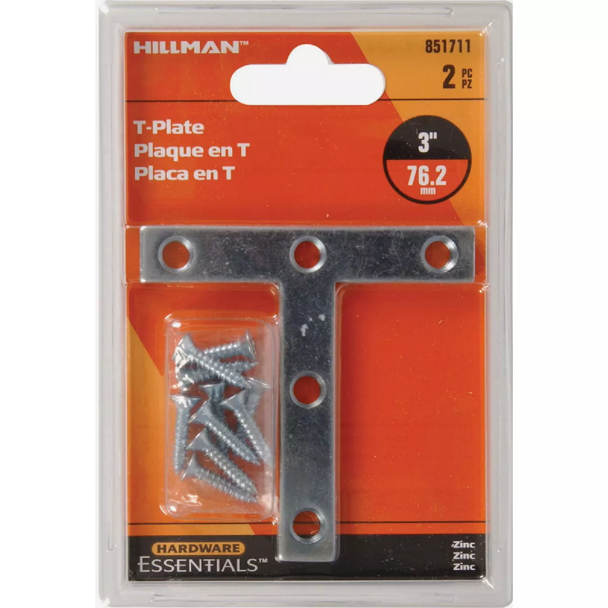 Hardware Essentials 3 In. x 3 In. Zinc T-Plate (2 Pack) - photo 2