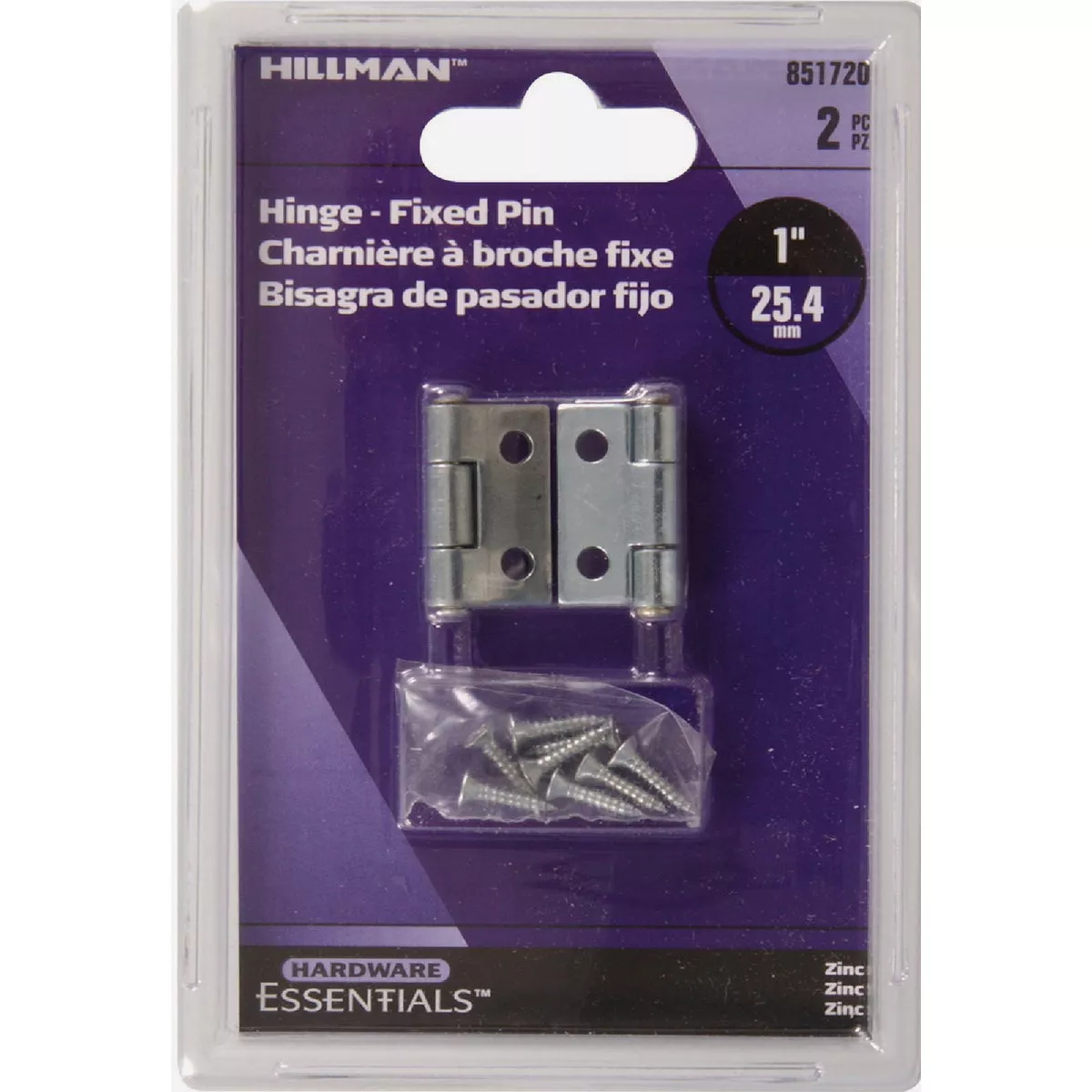 Hardware Essentials 1 In. Zinc Fixed Pin Light Narrow Hinge (2-Pack) - photo 2