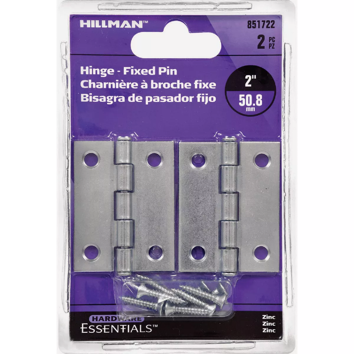 Hardware Essentials 2 In. Zinc Fixed Pin Light Narrow Hinge (2-Pack) - photo 2