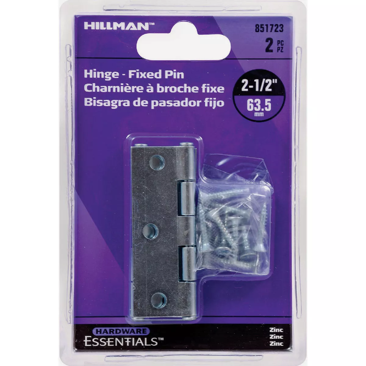 Hardware Essentials 2-1/2 In. Zinc Fixed Pin Light Narrow Hinge (2-Pack)