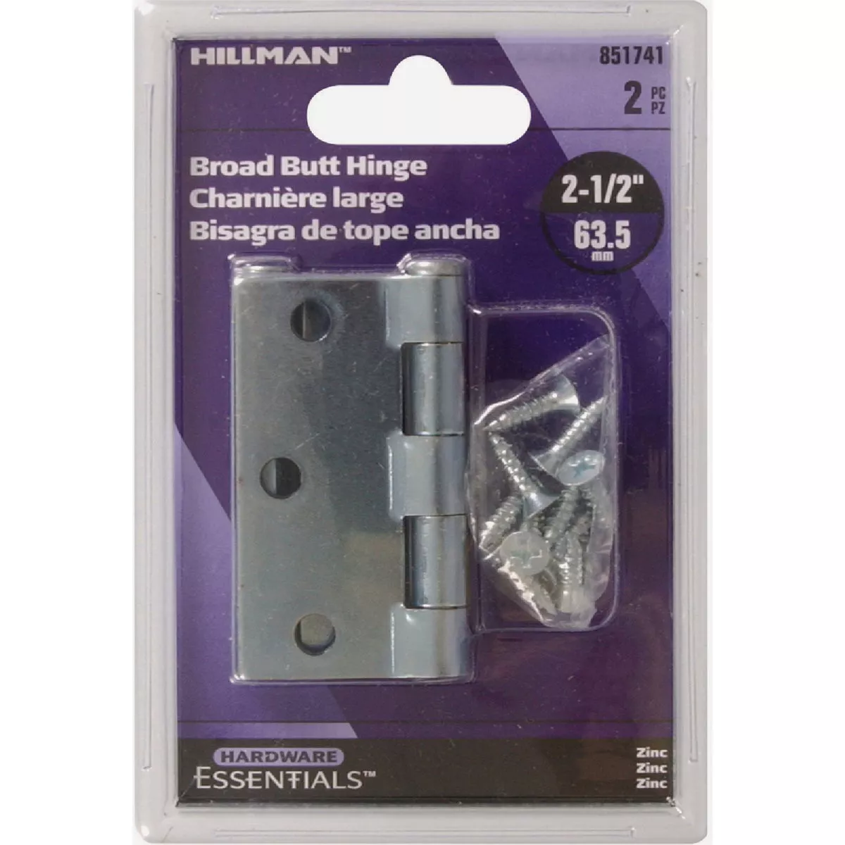 Hardware Essentials 2-1/2 In. Zinc Removable Pin Broad Hinge - photo 2