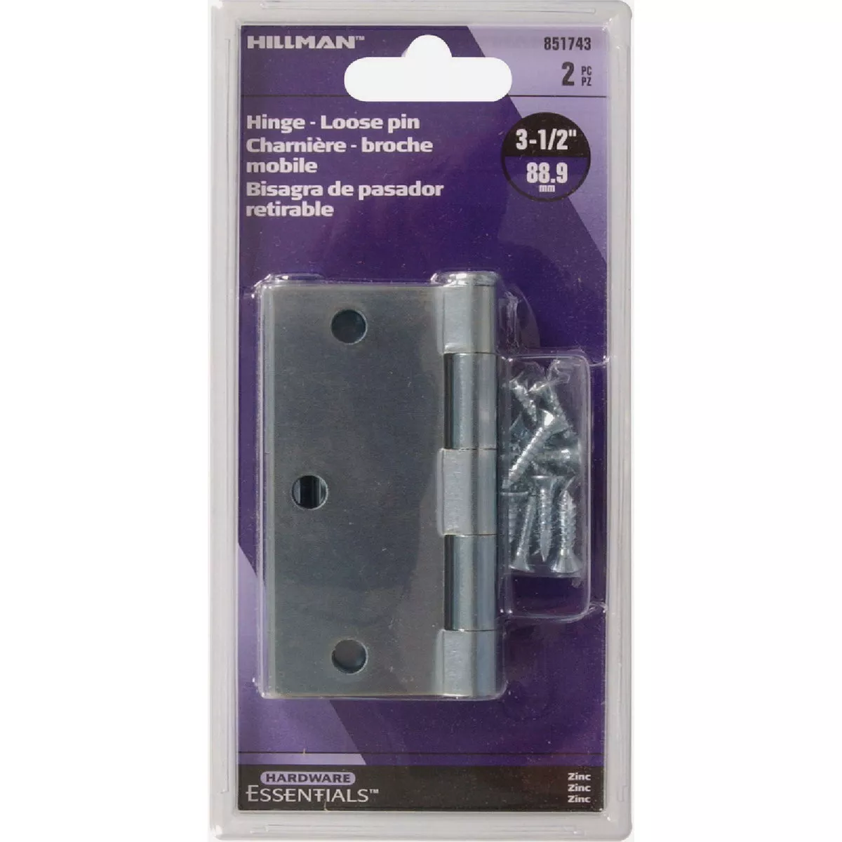 Hardware Essentials 3-1/2 In. Zinc Removable Pin Broad Hinge- - photo 2