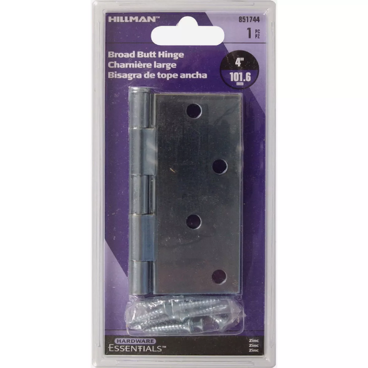 Hardware Essentials 4 In. Zinc Removable Pin Broad Hinge- - photo 2