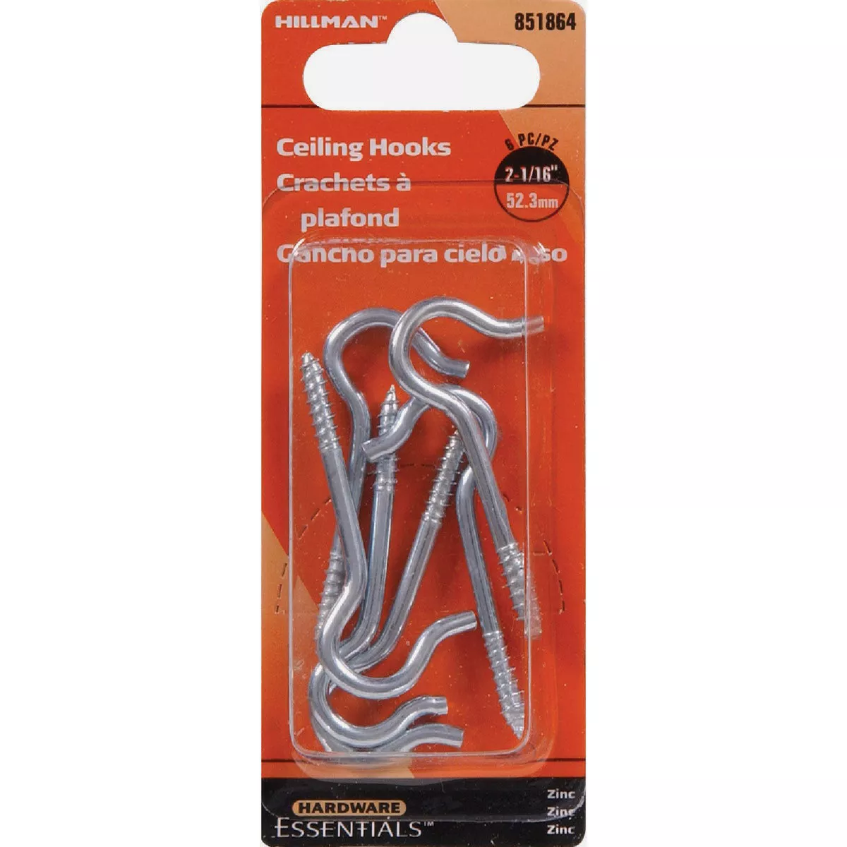 Hardware Essentials #10 x 2-1/16 In. Zinc Flagged Screw Ceiling Hook