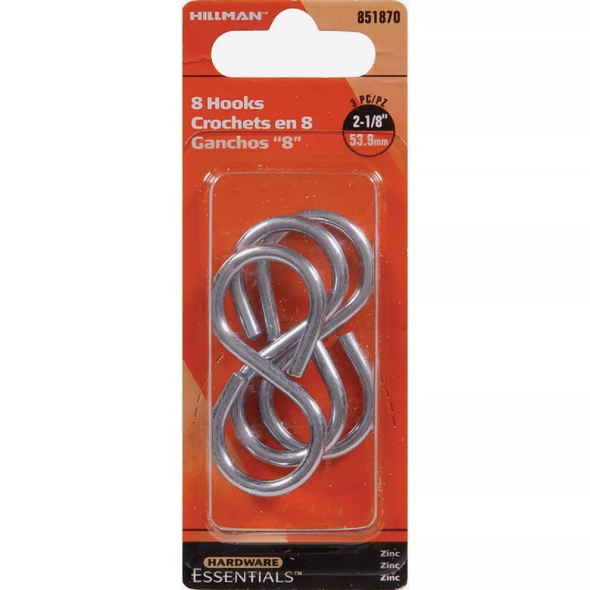 Hardware Essentials 0.148 In. x 2-1/8 In. Zinc 8-Hook (3 Pack) - photo 2