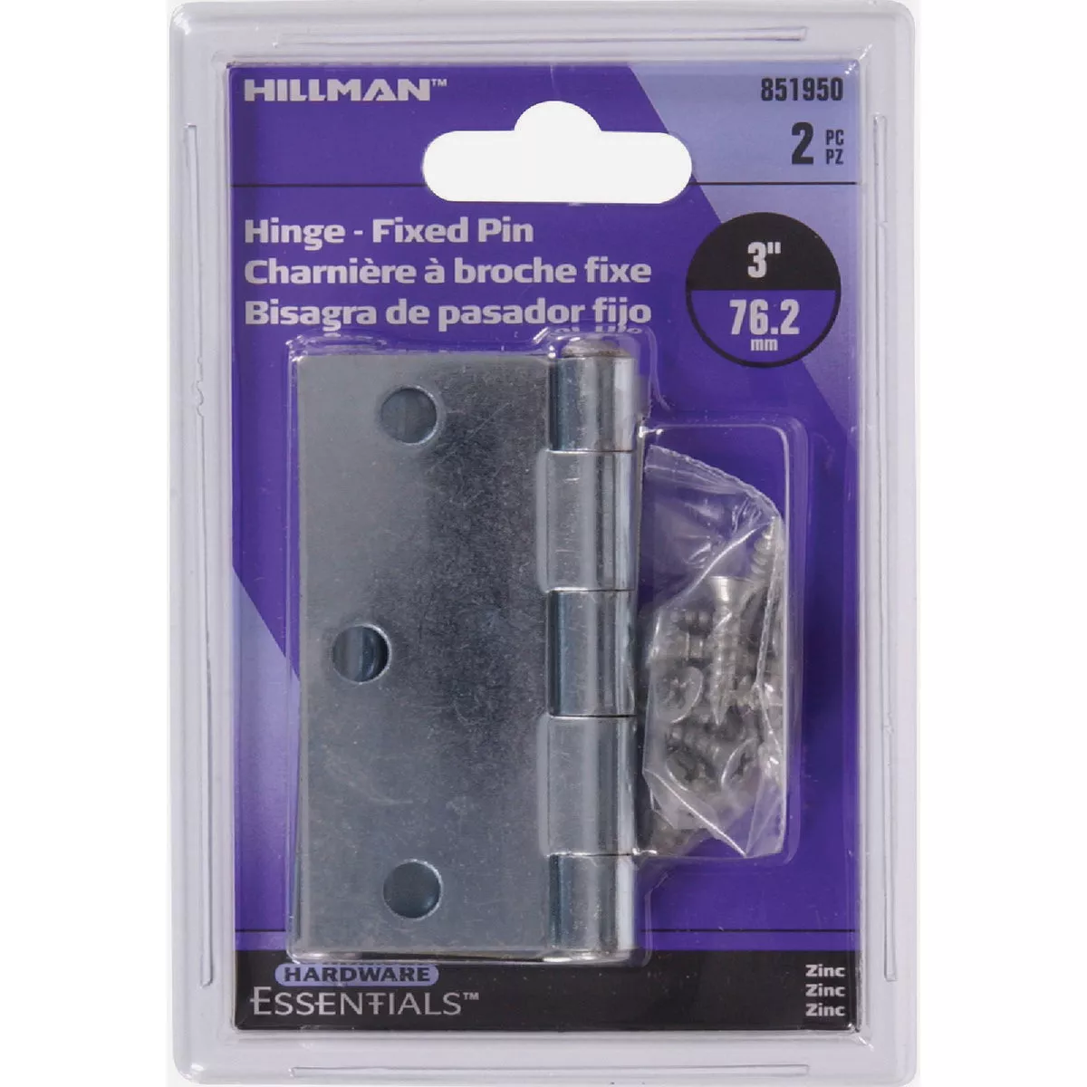 Hardware Essentials 3 In. Zinc Fixed Pin Broad Hinge | True Value Hardware