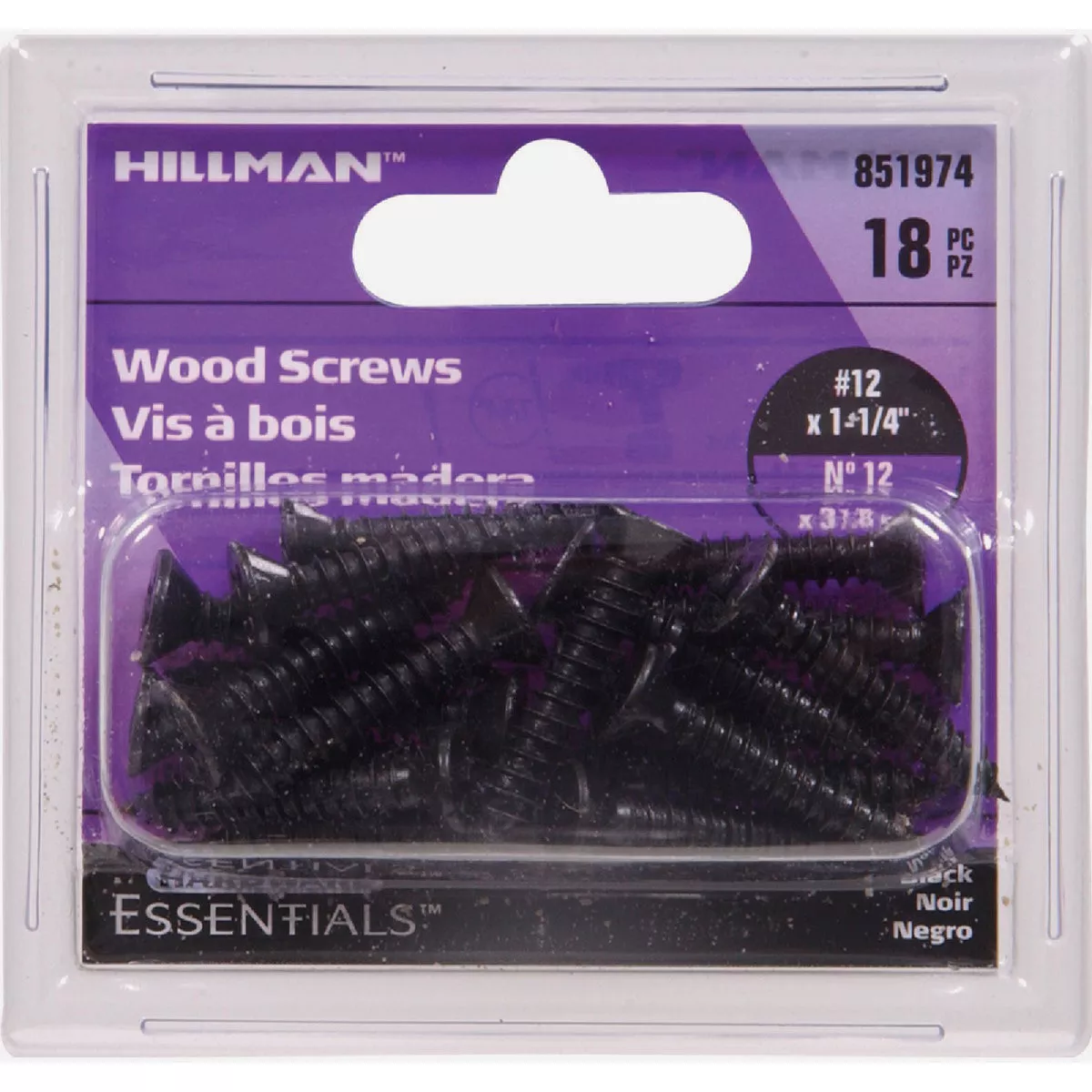 Hardware Essentials #12 x 1-1/4 In. Phillips Flat Head Black Wood Screw (18 Ct.)- - photo 2