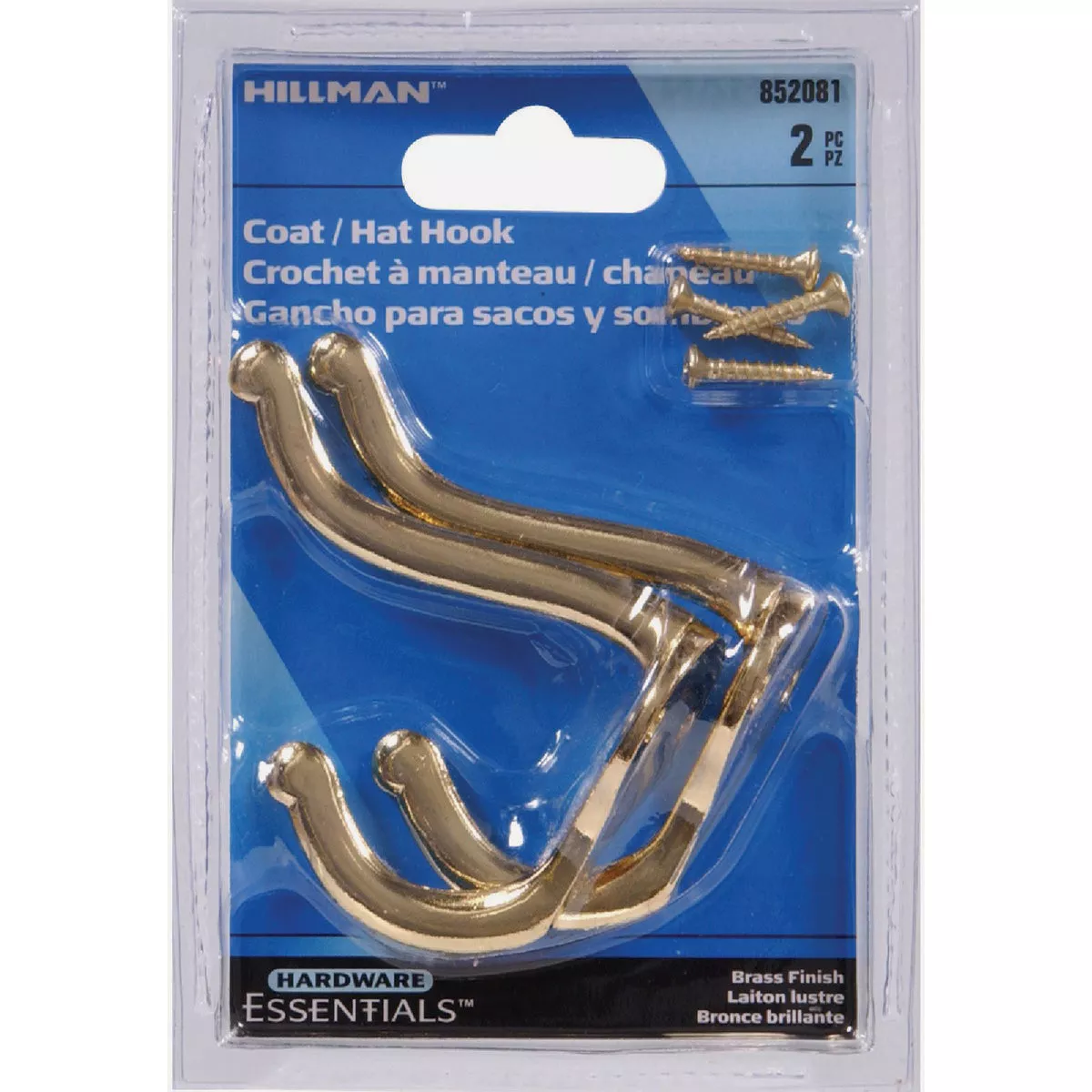 Hardware Essentials Brass Coat/Hat Wardrobe Hook (2-Pack) - photo 2