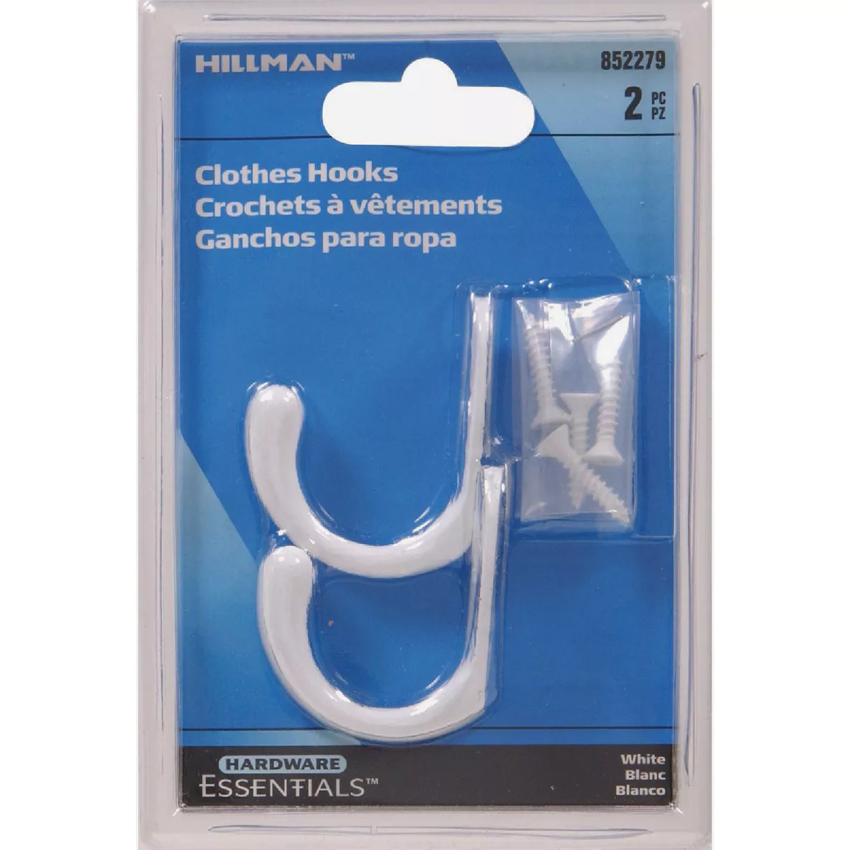 Hardware Essentials White Clothes Single Wardrobe Hook (2-Pack) - photo 2