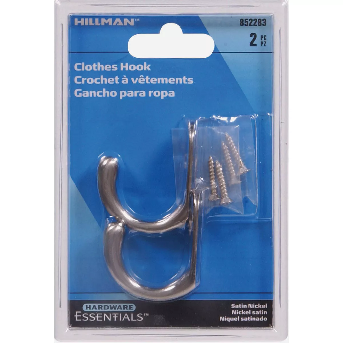 Hardware Essentials Satin Nickel Clothes Single Wardrobe Hook (2-Pack)- - photo 2