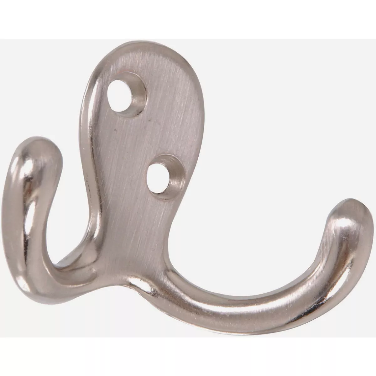 Hardware Essentials Satin Nickel Clothes Double Wardrobe Hook (2-Pack)