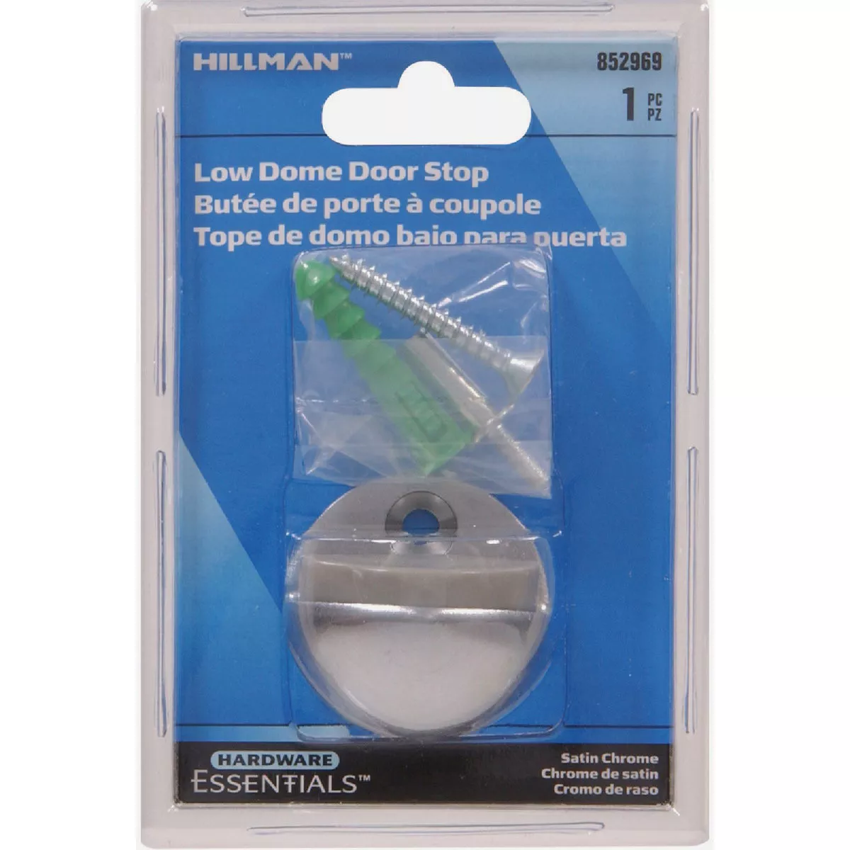 Hardware Essentials 1/4 In. - 3/4 In. Clearance Satin Chrome Low Dome Floor Door Stop - photo 2