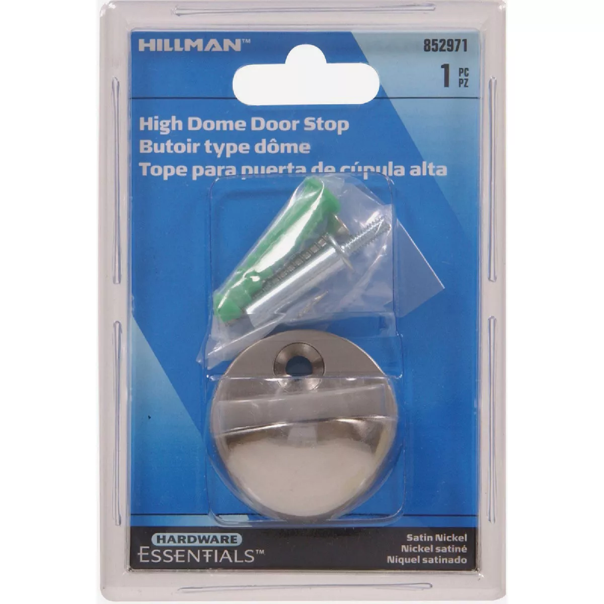 Hardware Essentials 1/2 In. - 1 In. Clearance Satin Nickel High Dome Floor Door Stop
