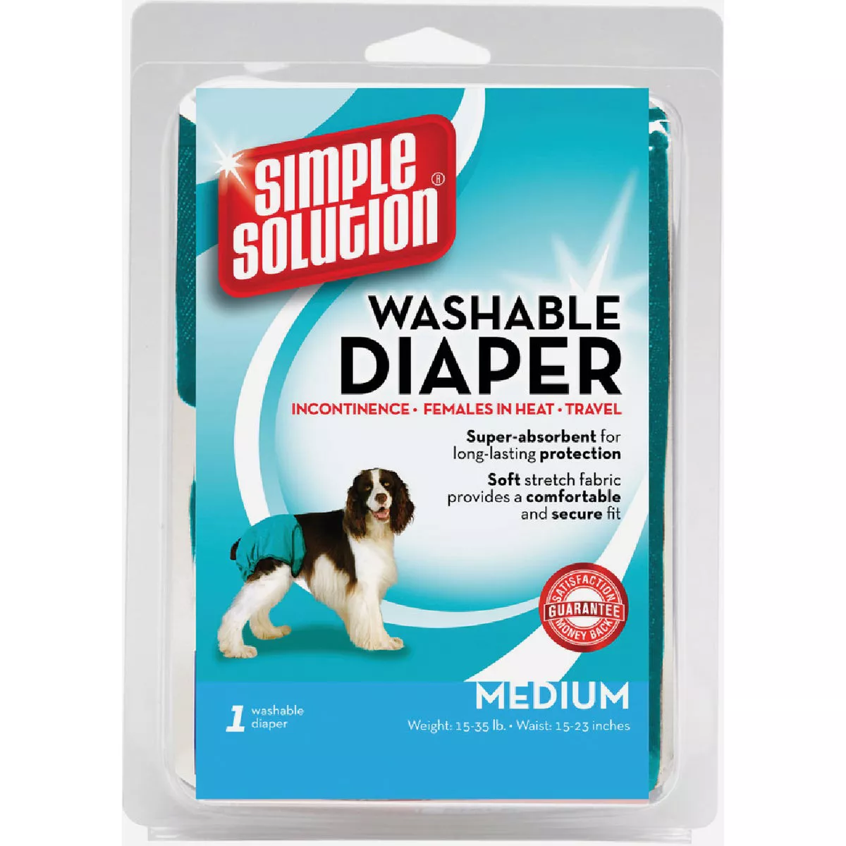 Simple Solution Medium Female Washable Dog Diaper ( 15-23 In. Waist Size)