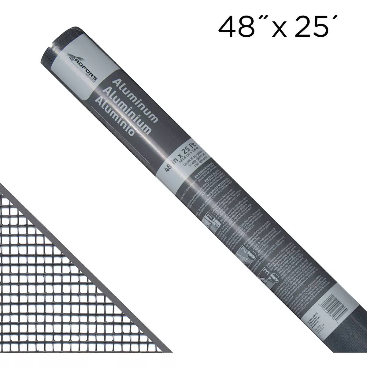 New York Wire 48 In. x 25 Ft. Aluminum Charcoal Screen