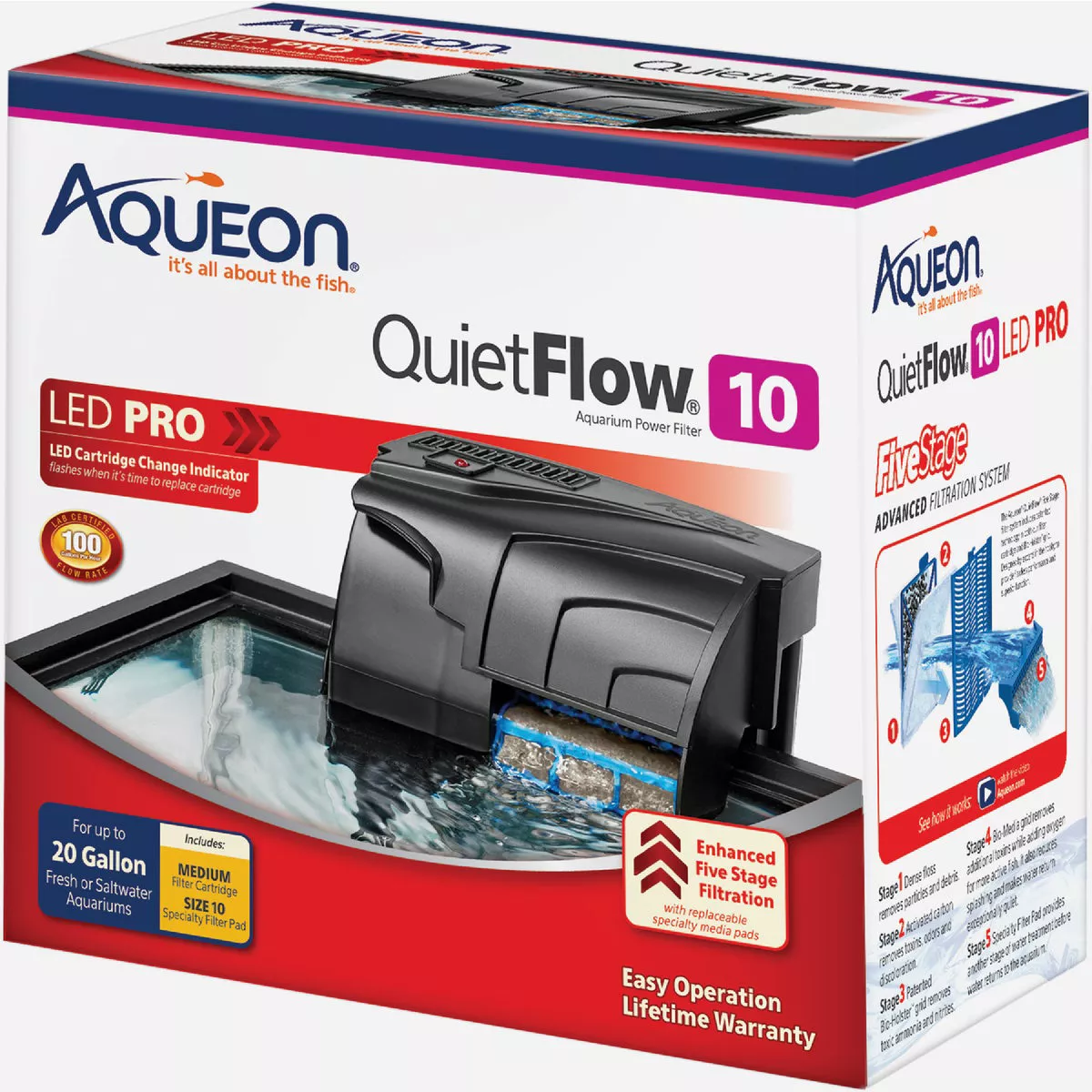 Aqueon QuietFlow Size 10 LED Pro Aquarium Power Filter