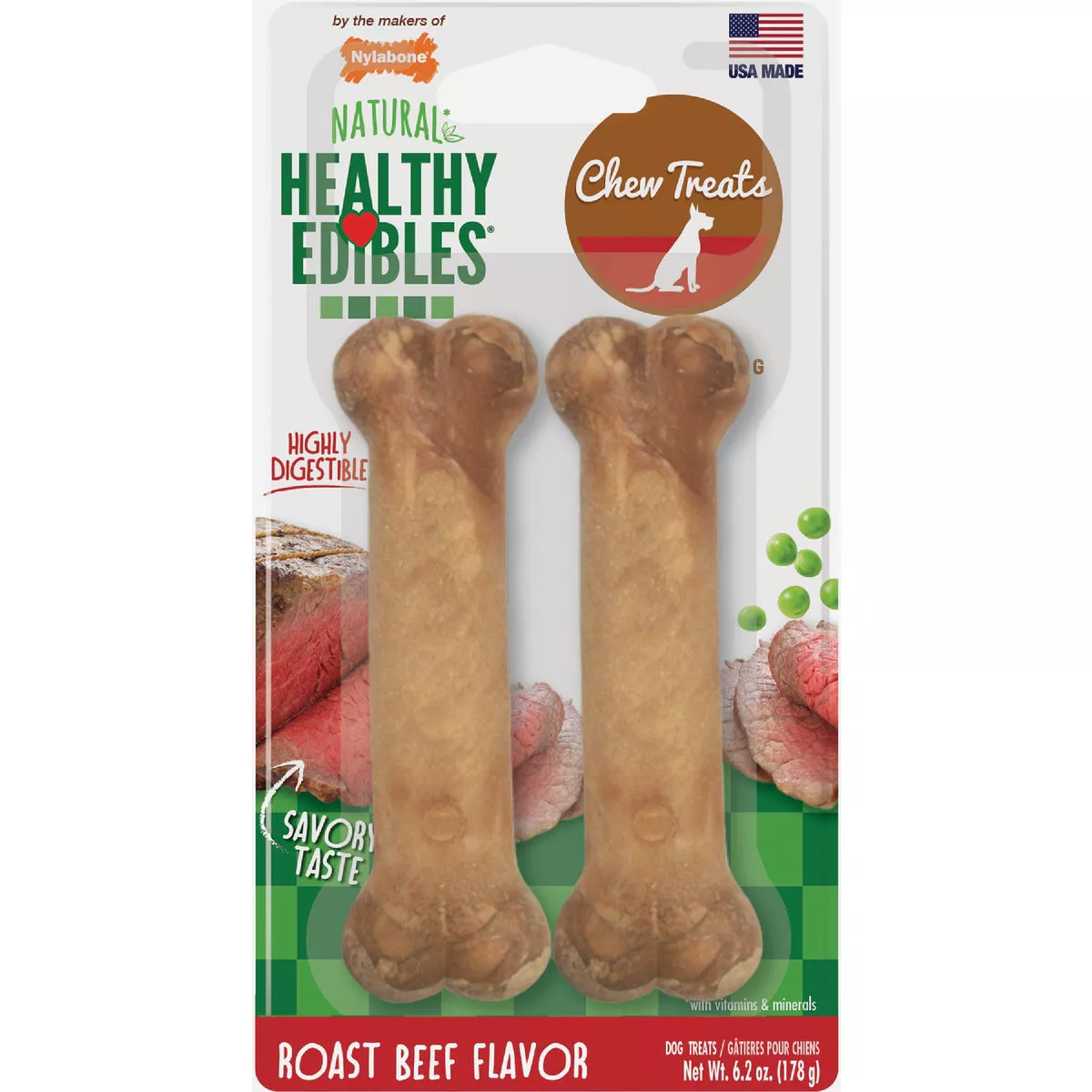 Nulabone Healthy Edibles Roast Beef Dog Chew Treat (2-Count)