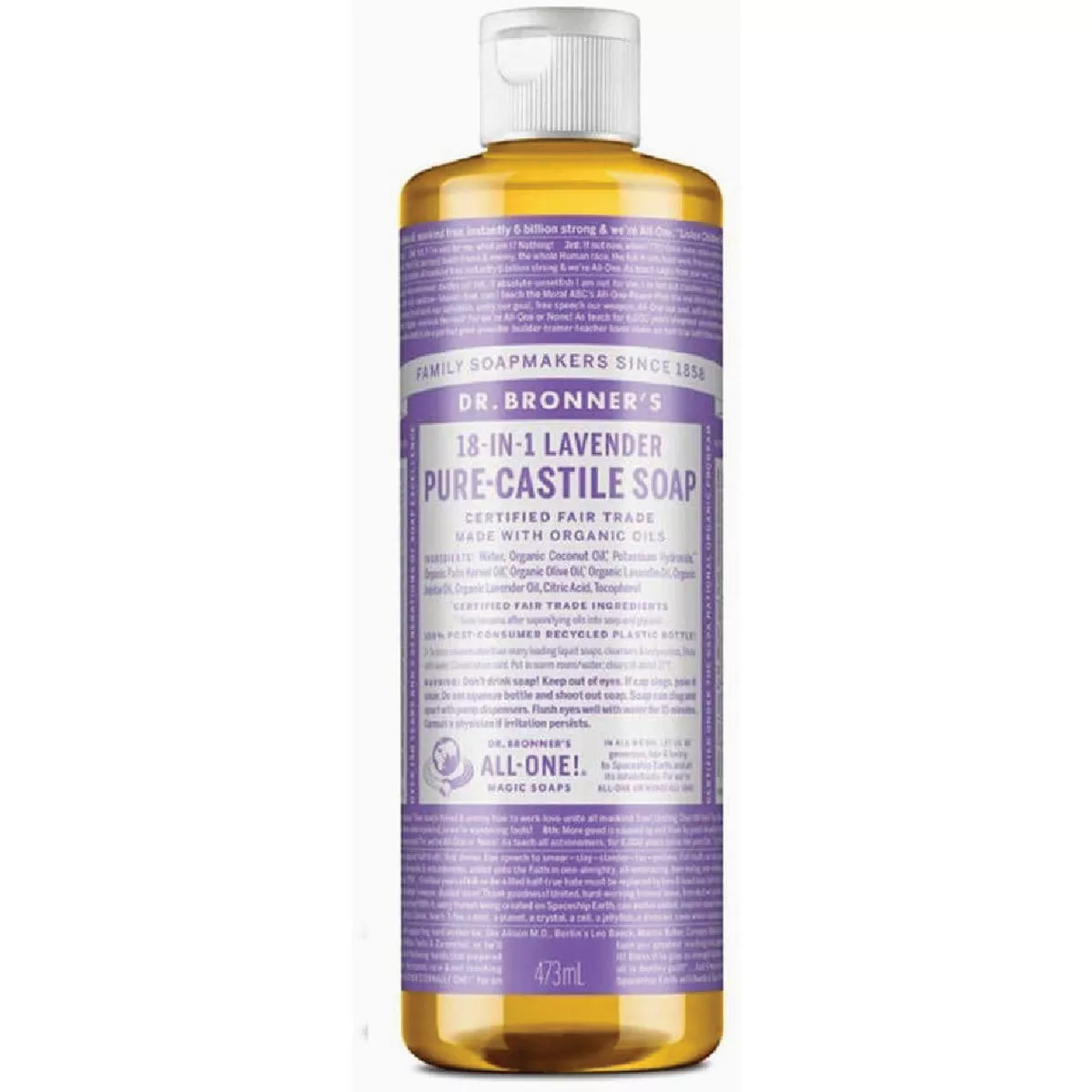 Dr. Bronner's 18-in-1 Hemp Lavender Pure-Castile Liquid Soap, 16 Oz.