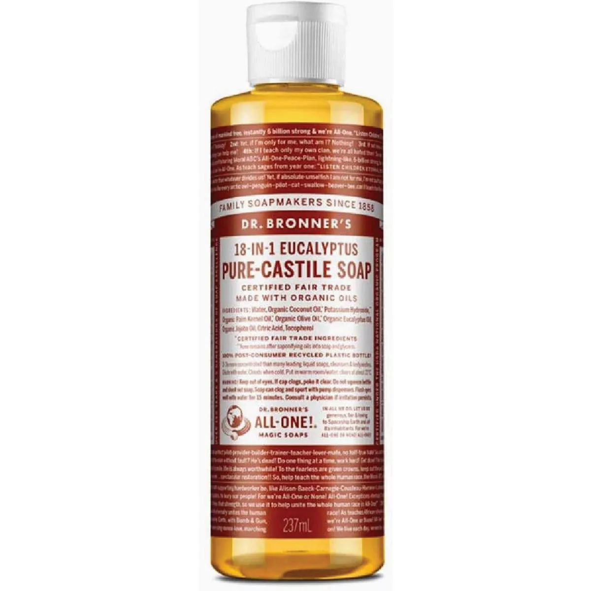 Dr. Bronner's 18-in-1 Hemp Eucalyptus Pure-Castile Liquid Soap, 8 Oz.