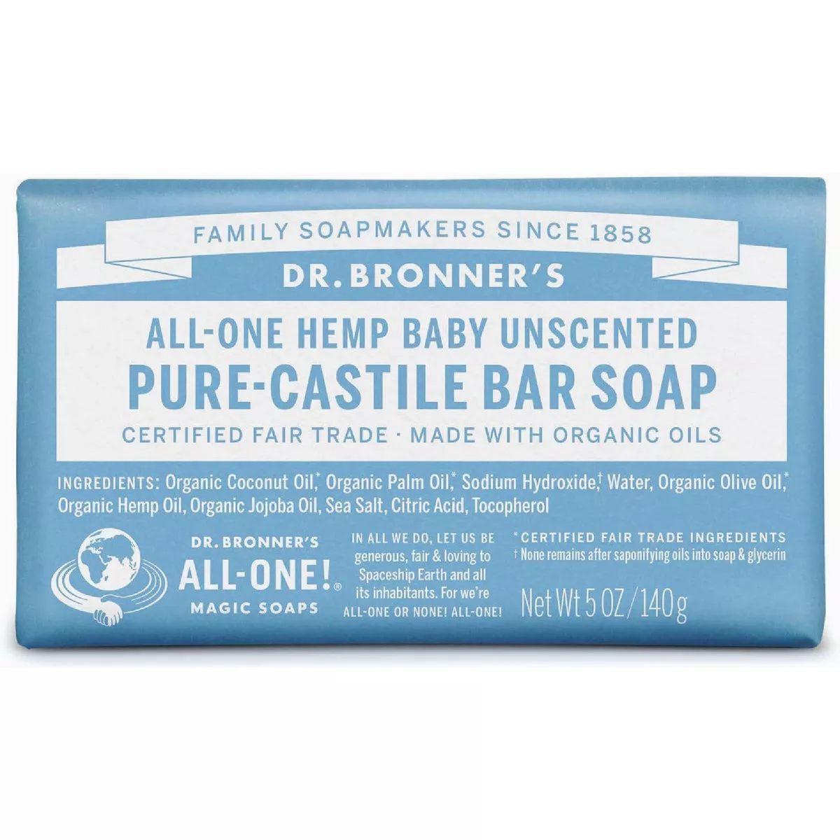 Dr. Bronner's All-One Hemp Baby Unscented Pure-Castile Bar Soap