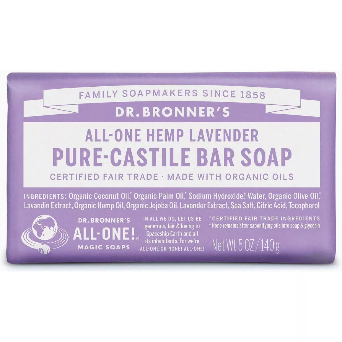 Dr. Bronner's All-One Hemp Lavender Pure-Castile Bar Soap