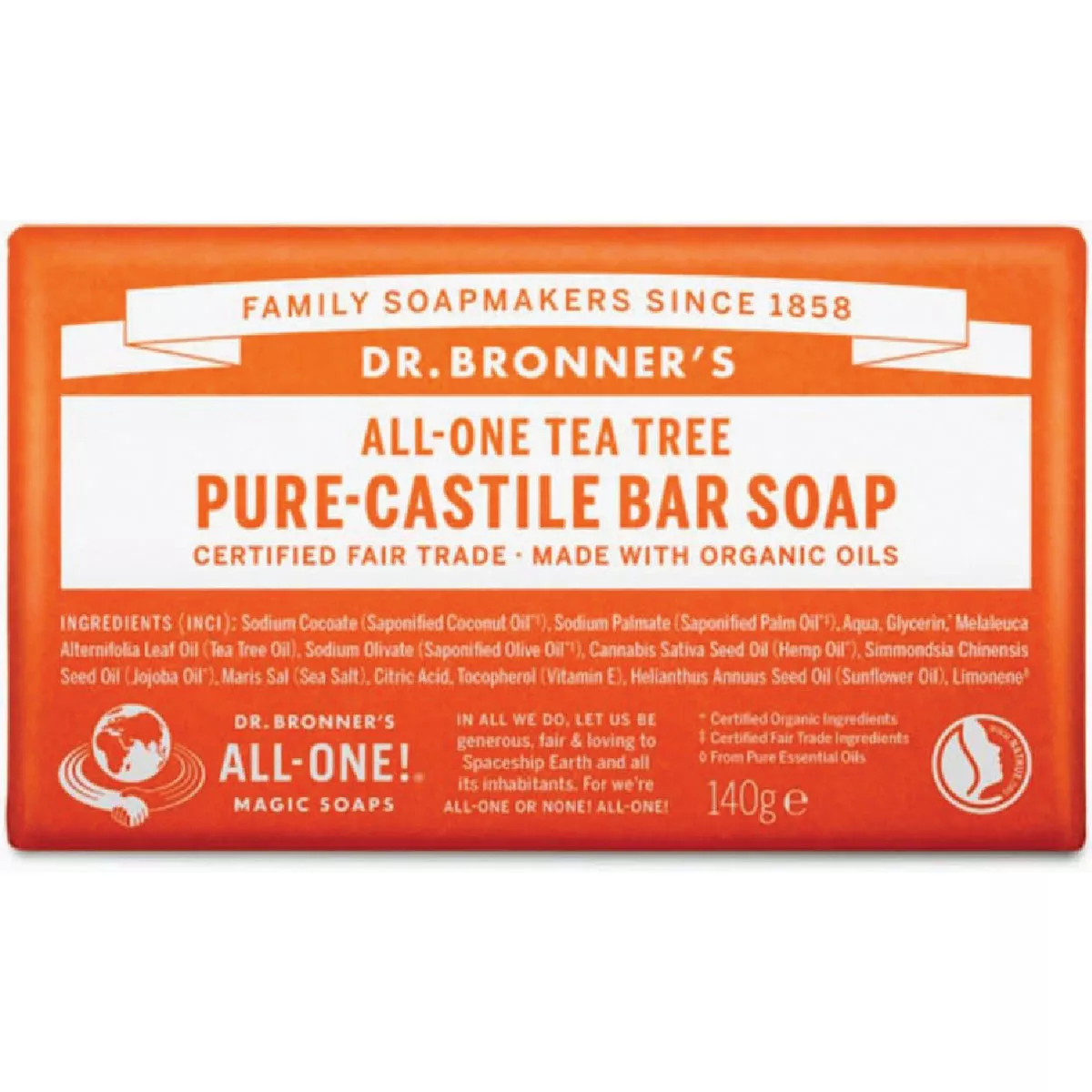 Dr. Bronner's All-One Hemp Tea Tree Pure-Castile Bar Soap