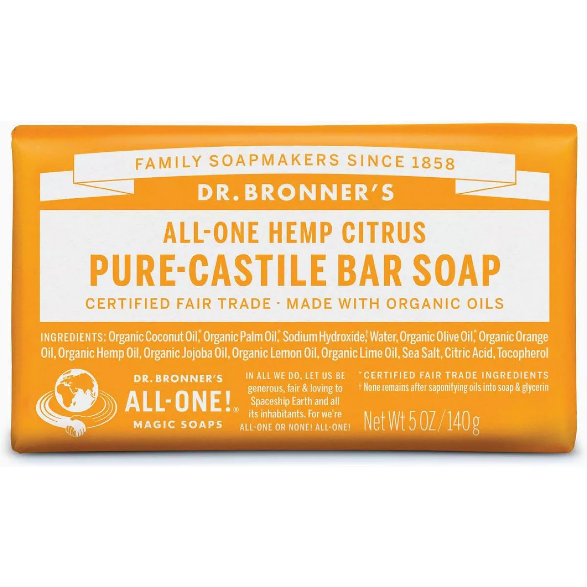 Dr. Bronner's All-One Hemp Citrus Pure-Castile Bar Soap