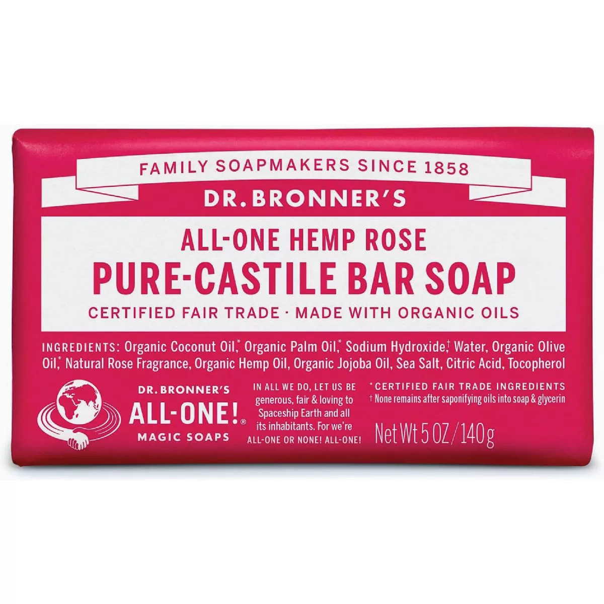 Dr. Bronner's All-One Hemp Rose Pure-Castile Bar Soap