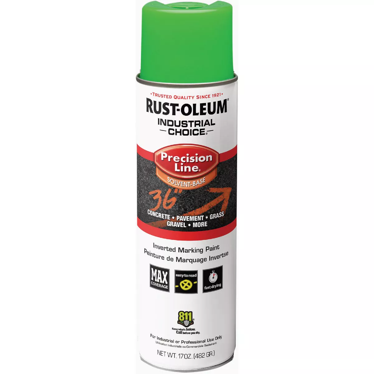 Rust-Oleum Industrial Choice 17 Oz. Fluorescent Green M1600 Inverted Marking Paint