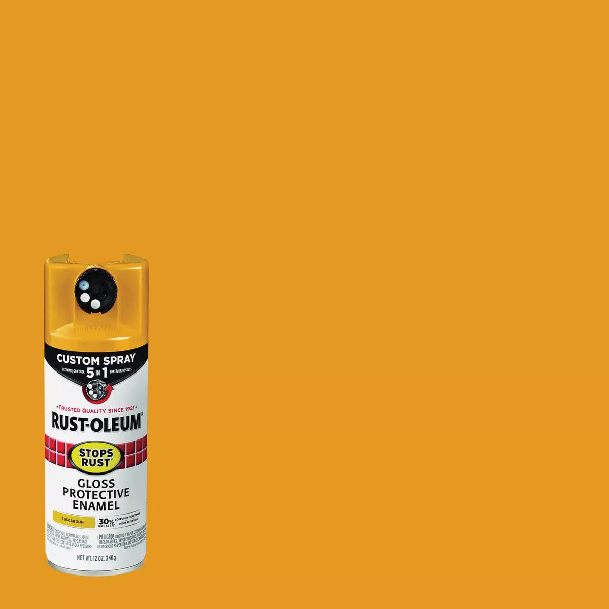 Rust-Oleum Stops Rust 12 Oz. Custom Spray 5 in 1 Gloss Spray Paint, Tuscan Sun