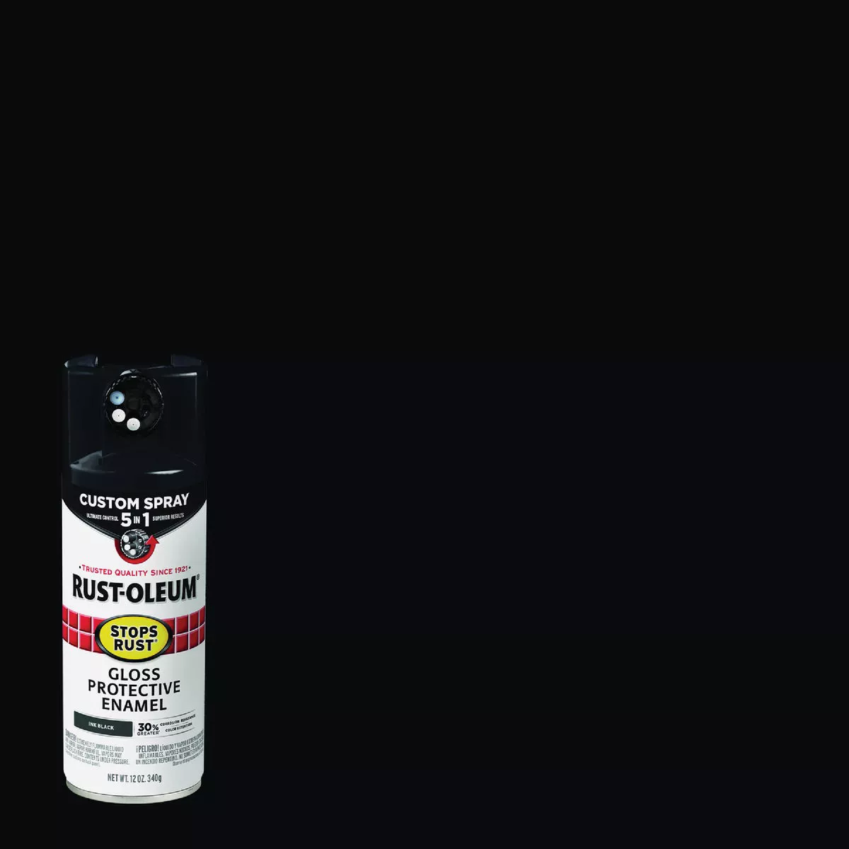 Rust-Oleum Stops Rust 12 Oz. Custom Spray 5 in 1 Gloss Spray Paint, Ink Black