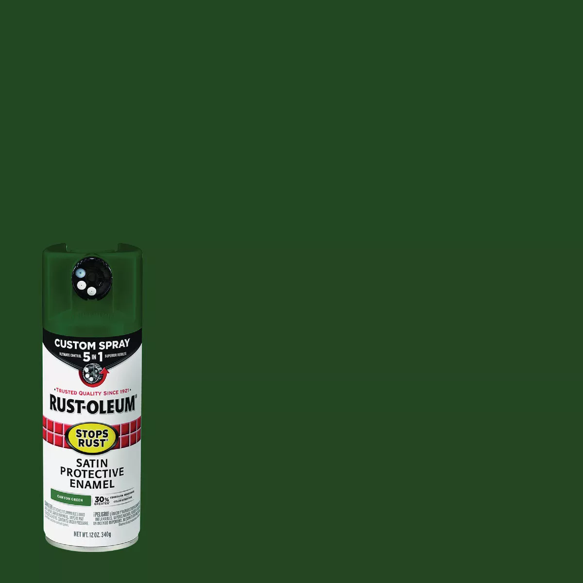 Rust-Oleum Stops Rust 12 Oz. Custom Spray 5 in 1 Satin Spray Paint, Canyon Green