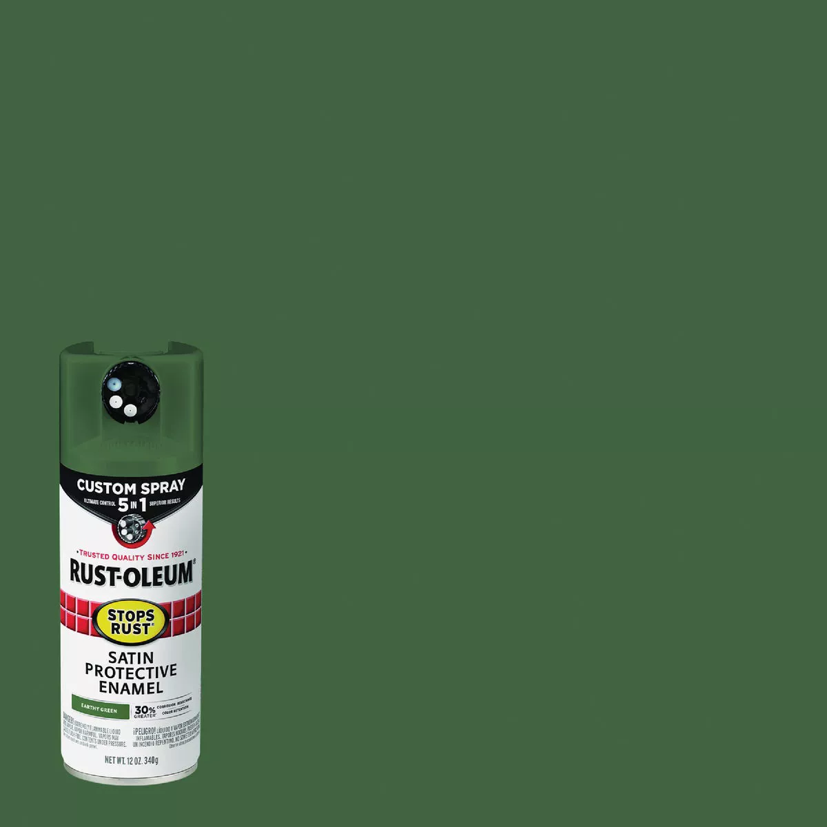 Rust-Oleum Stops Rust 12 Oz. Custom Spray 5 in 1 Satin Spray Paint, Earthy Green