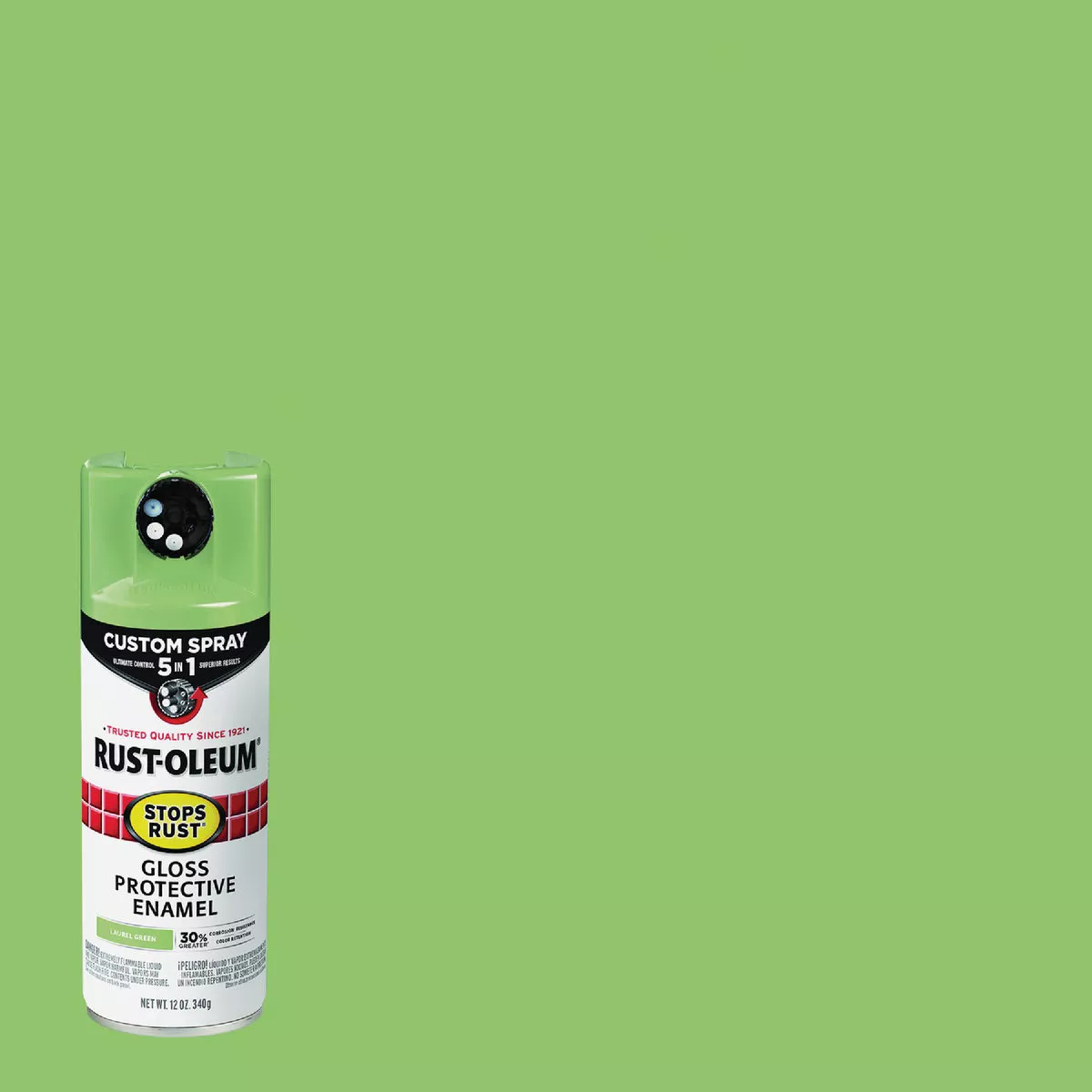 Rust-Oleum Stops Rust 12 Oz. Custom Spray 5 in 1 Gloss Spray Paint, Laurel Green