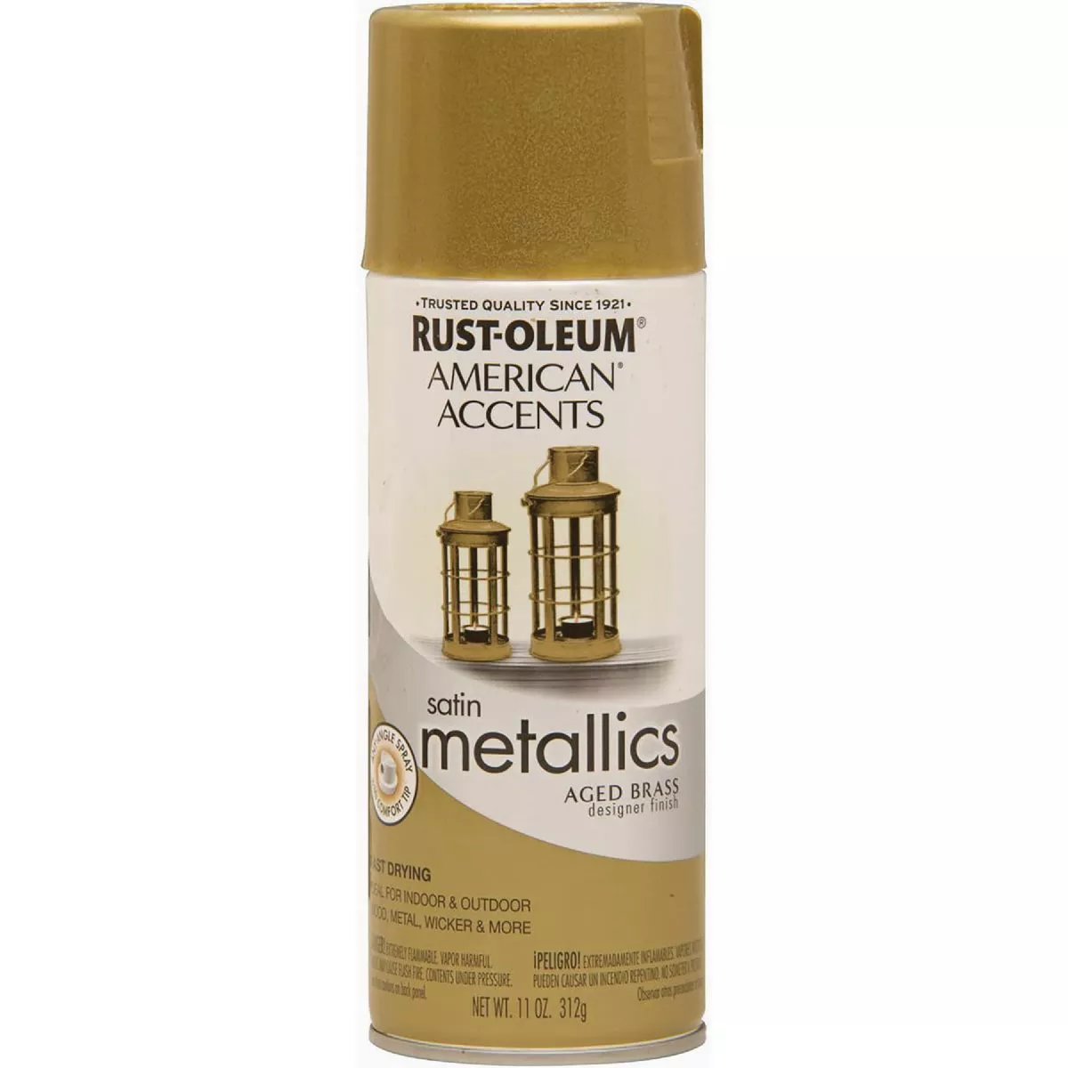 Rust-Oleum American Accents 12 Oz. Designer Metallic Spray Paint, Aged Brass