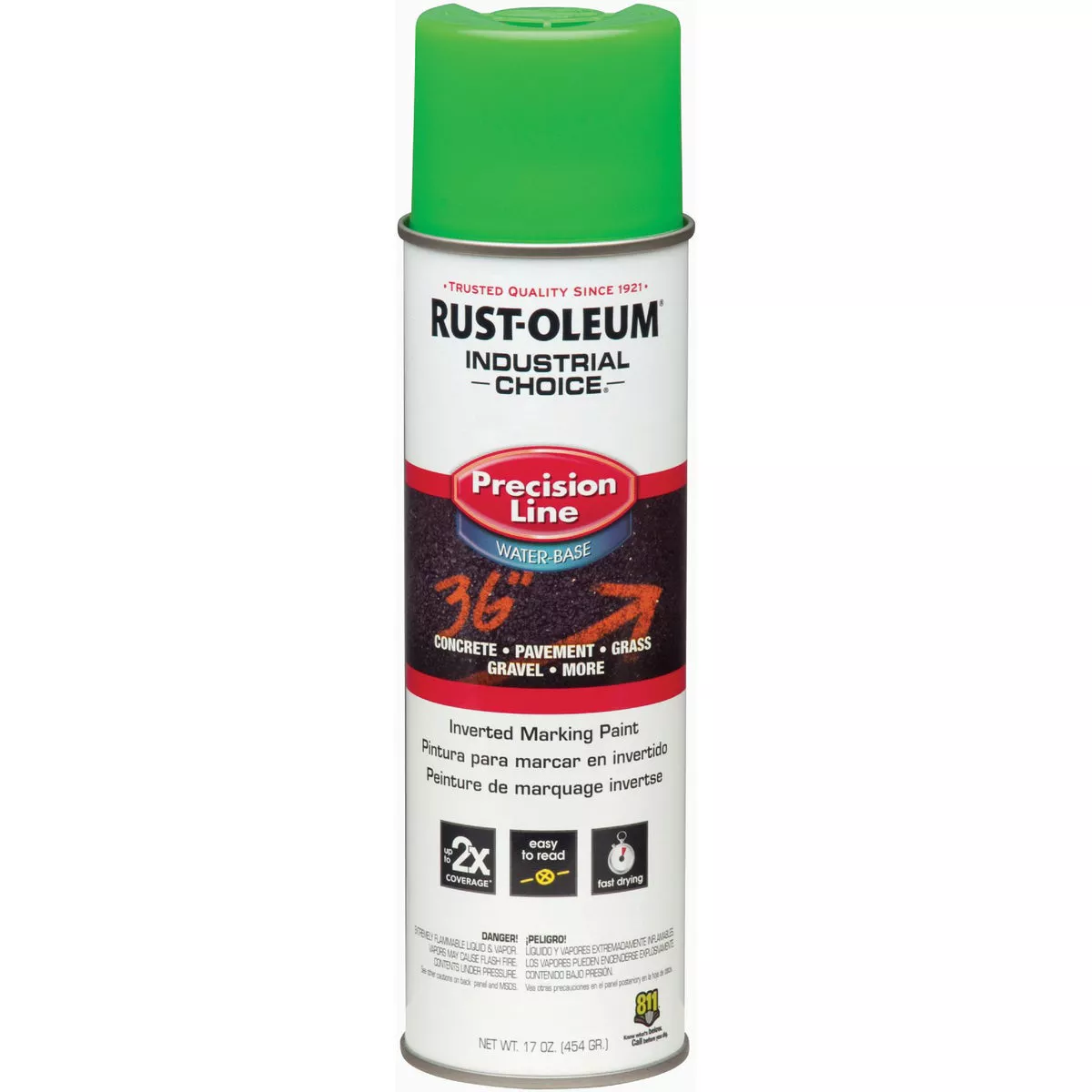 Rust-Oleum Industrial Choice Fluorescent Green 17 Oz. Precision Line Inverted Marking Spray Paint - photo 2