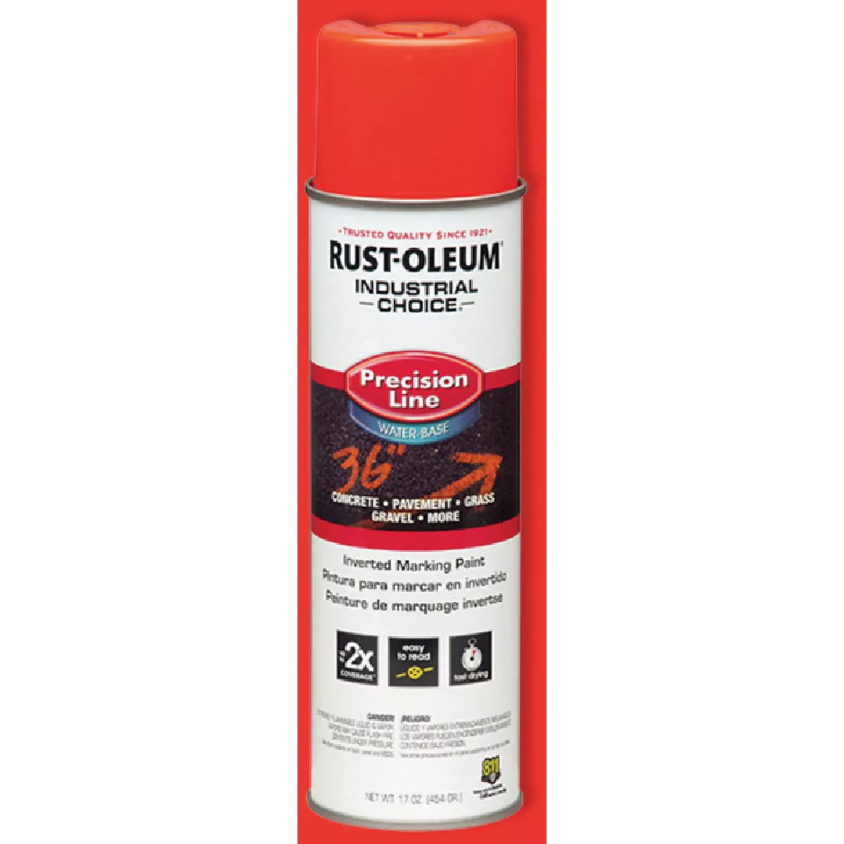 Rust-Oleum Industrial Choice Fluorescent Red Orange 17 Oz. Precision Line Inverted Marking Spray Paint