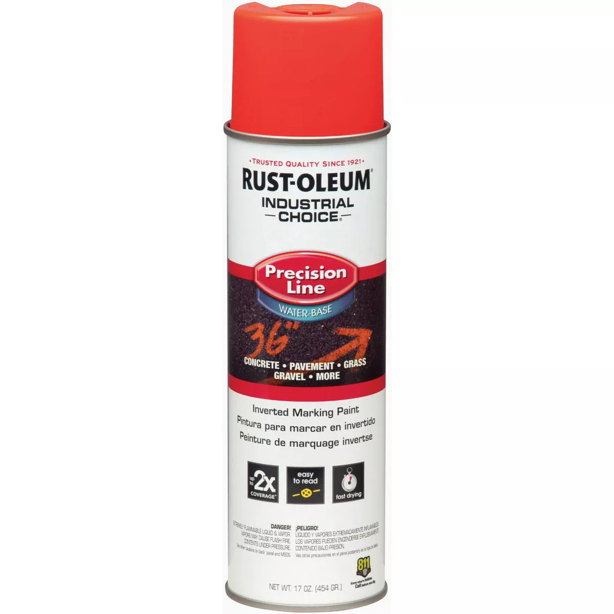 Rust-Oleum Industrial Choice Fluorescent Red Orange 17 Oz. Precision Line Inverted Marking Spray Paint - photo 2