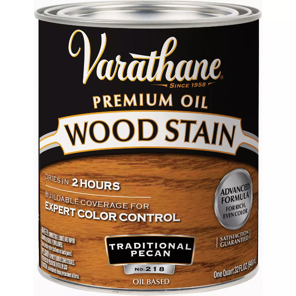 Varathane Premium Oil-Based Interior Wood Stain, Traditional Pecan, 1 Qt.