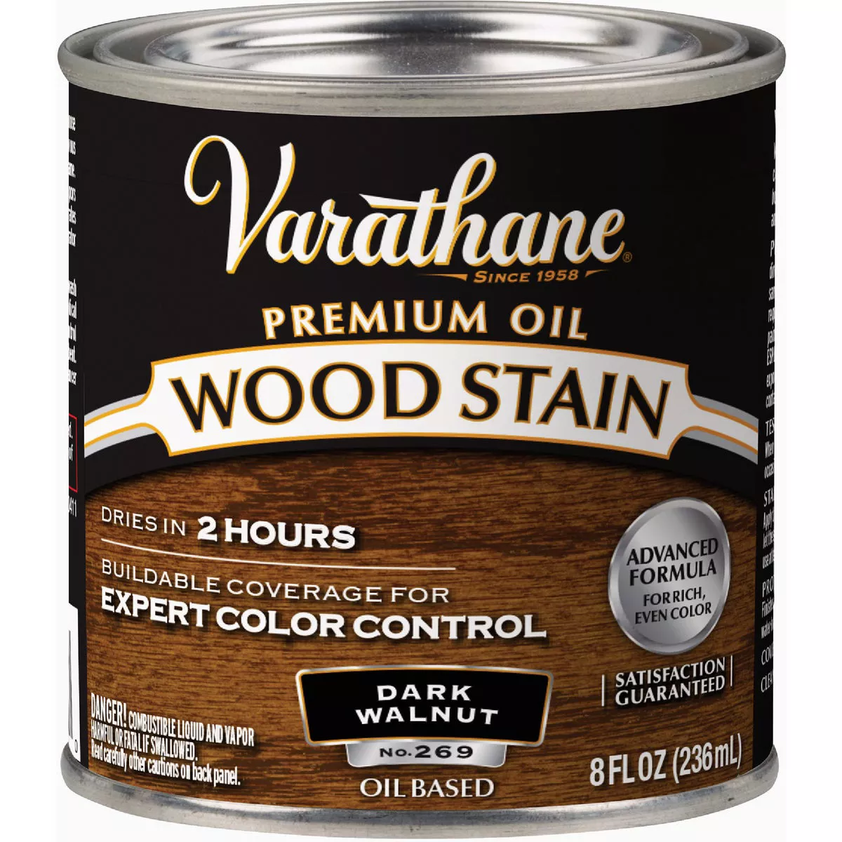 Varathane Premium Oil-Based Interior Wood Stain, Dark Walnut, 1/2 Pt.