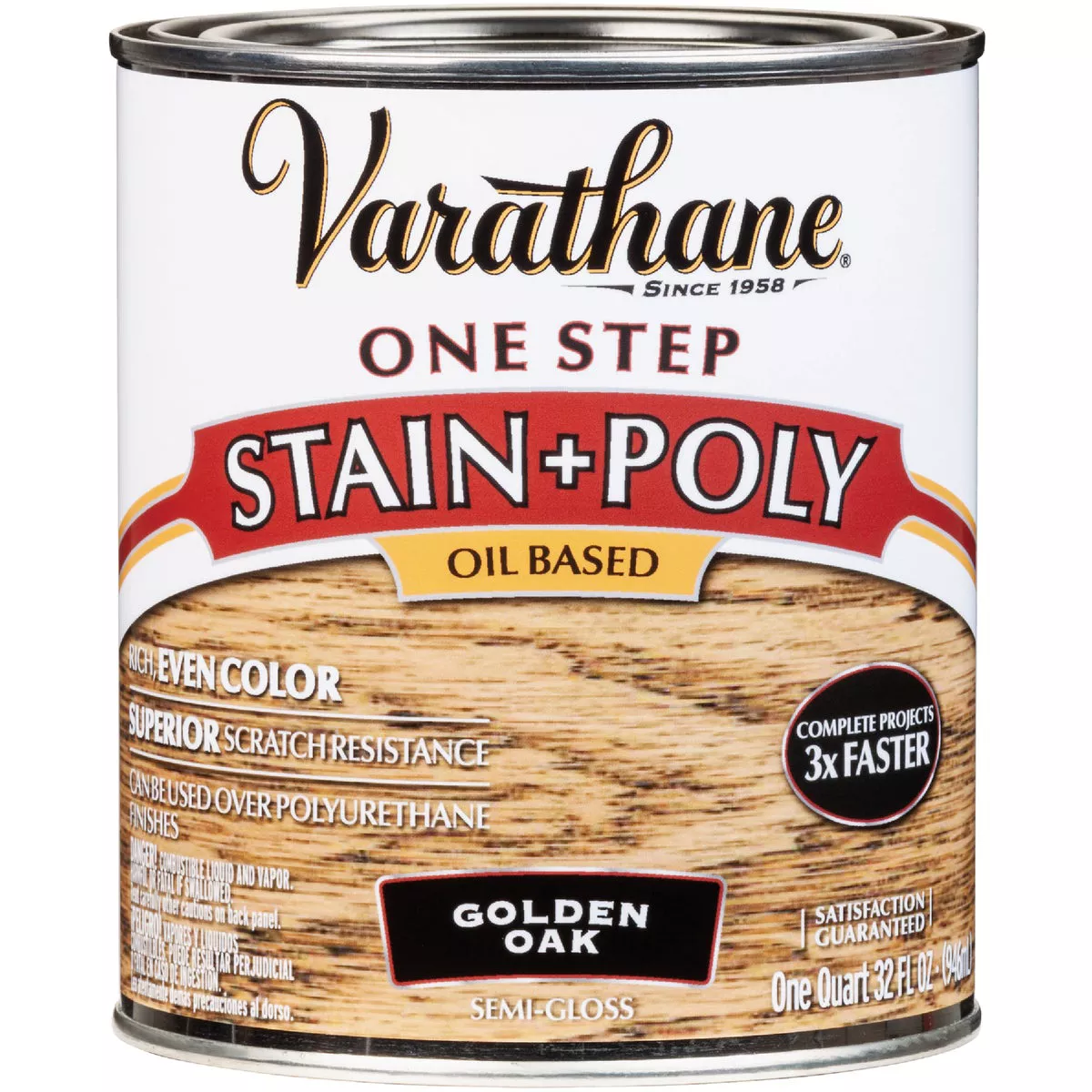 Varathane Semi-Gloss Golden Oak One Step Interior Wood Stain and Polyurethane, 1 Qt.